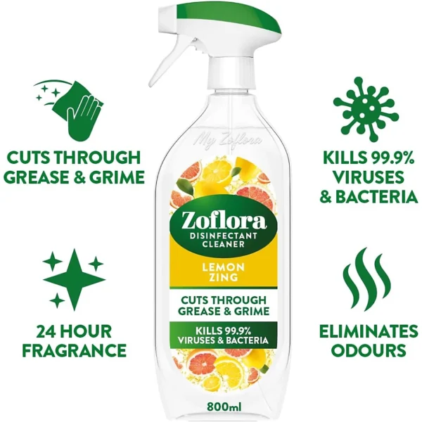 Second image of Zoflora Multipurpose Disinfectant Cleaner Lemon Zing